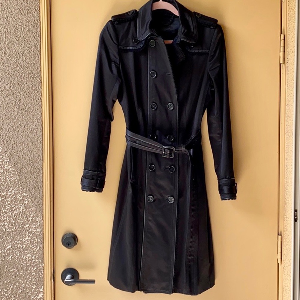 Burberry Prorsum Black Double Breasted Trench Coat